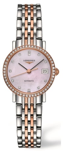 Longines Elegant Collection 25.5 Automatic Stainless Steel / Red Gold / Diamond / Pink MOP