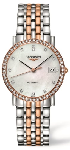 Longines Elegant Collection 34.5 Automatic Stainless Steel / Red Gold / Diamond / MOP