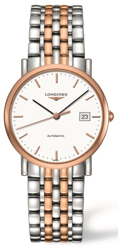 Longines Elegant Collection 34.5 Automatic Stainless Steel / Red Gold / White