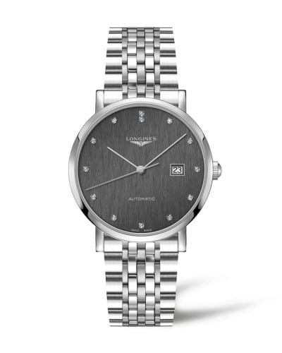Longines Elegant Collection Automatic 41 Stainless Steel / Anthracite - Diamond / Bracelet