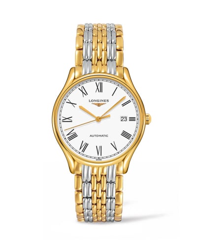 Longines Lyre 38.5 Automatic PVD Gold / White - Roman / Bracelet