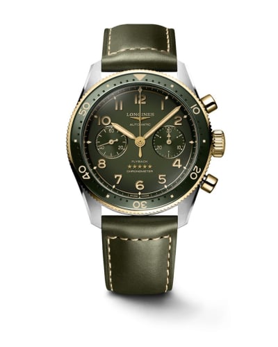 Longines Spirit Flyback 42 Stainless Steel - Yellow Gold / Green