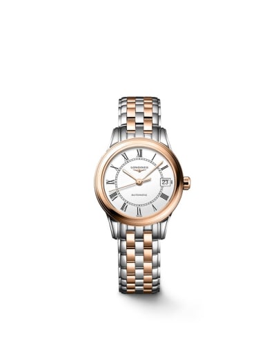 Longines Flagship 26 Automatic Stainless Steel - Red Gold / White - Roman / Bracelet