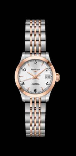 Longines Record 26mm Stainless Steel / Pink Gold / Silver-Arabic / Bracelet