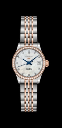 Longines Record 26mm Stainless Steel / Pink Gold / Diamond / MOP-Diamond / Bracelet