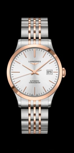 Longines Record 38.5mm Stainless Steel / Pink Gold / Silver / Bracelet