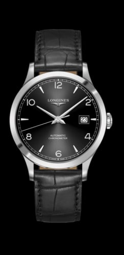 Longines Record 40mm Stainless Steel / Black-Arabic / Alligator