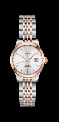 Longines Record 30mm Stainless Steel / Pink Gold / Silver / Bracelet