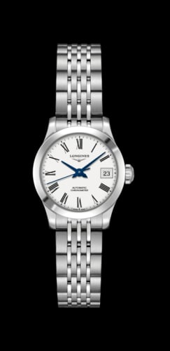 Longines Record 26mm Stainless Steel / White-Roman / Bracelet