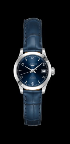 Longines Record 26mm Stainless Steel / Blue-Arabic / Alligator