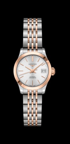 Longines Record 26mm Stainless Steel / Pink Gold / Silver / Bracelet