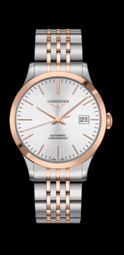 Longines Record 40mm Stainless Steel / Pink Gold / Silver / Bracelet