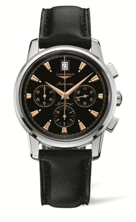 Longines Conquest Heritage Chronograph Black / Calf
