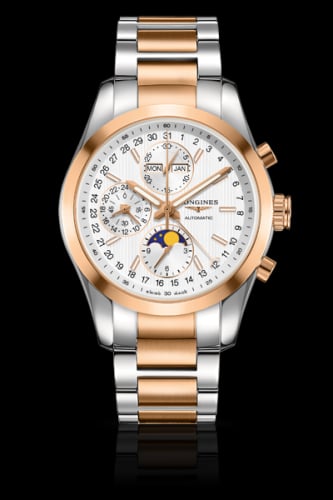 Longines Conquest Classic Moonphase Stainless Steel - Red Gold / Silver / Bracelet
