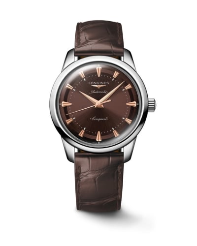 Longines Conquest Heritage 40 Stainless Steel / Brown