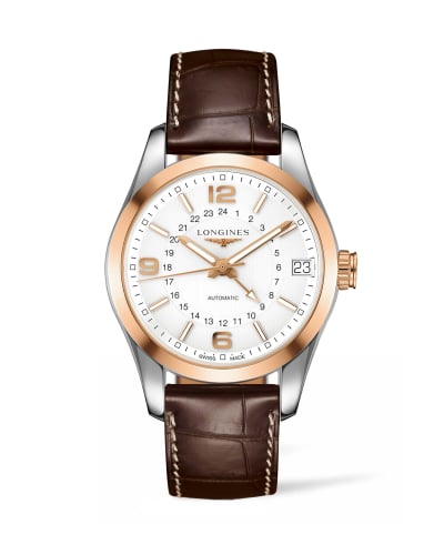 Longines Conquest Classic 42 GMT Stainless Steel - Red Gold / Silver