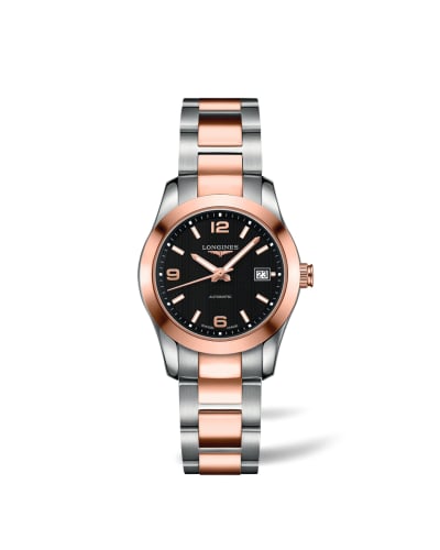 Longines Conquest Classic Automatic 29.5 Stainless Steel / Red Gold / Black / Bracelet