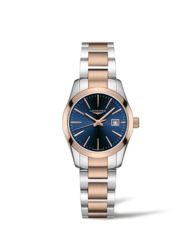 Longines Conquest Classic Quartz 29.5 Stainless Steel / Red Gold PVD / Blue