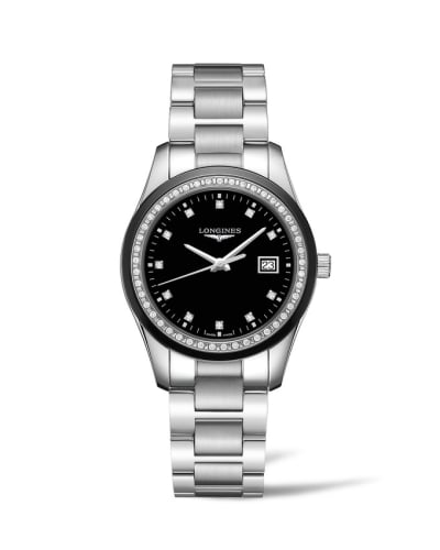 Longines Conquest Classic Quartz 34 Stainless Steel / Ceramic / Diamond / Black