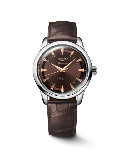 Longines Conquest Heritage 38 Stainless Steel / Brown