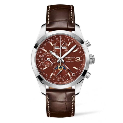 Longines Conquest Classic Moonphase Stainless Steel / Chocolate / Triple Crown Collection
