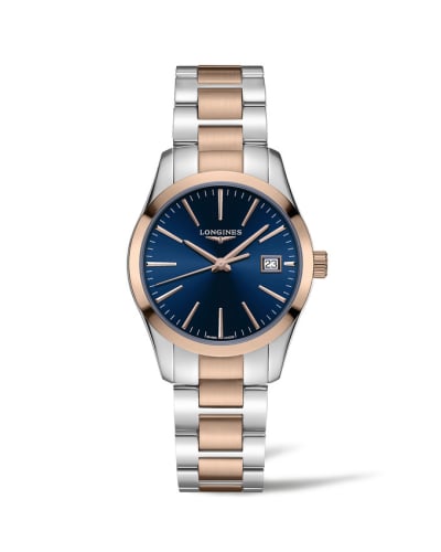 Longines Conquest Classic Quartz 34 Stainless Steel / Red Gold PVD / Blue