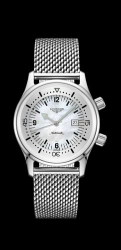 Longines Legend Diver 36 Stainless Steel / MOP / Mesh