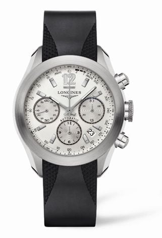 Longines GrandeVitesse Chronograph Silver Rubber