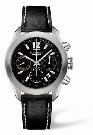 Longines GrandeVitesse Chronograph Black Leather
