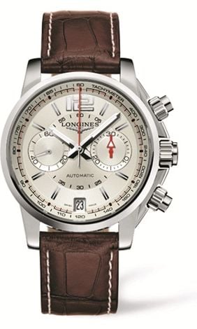 Longines Admiral Chronograph Silver Brown Strap