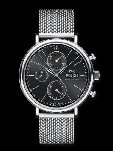 IWC Schaffhausen Portofino Chronograph Stainless Steel / Black / Milanese