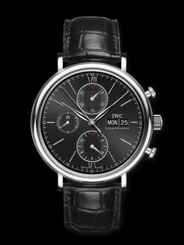 IWC Schaffhausen Portofino Chronograph Stainless Steel / Black / Alligator