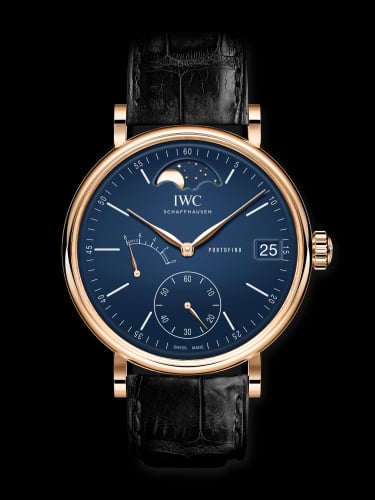IWC Schaffhausen Portofino Hand-Wound Eight Days Moonphase 150 Years Red Gold / Blue
