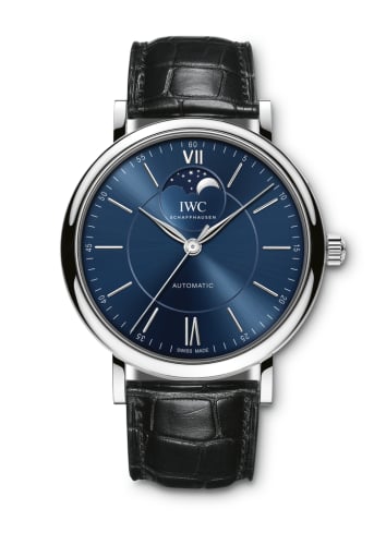 IWC Schaffhausen Portofino Automatic Moonphase Stainless Steel / Blue / Alligator