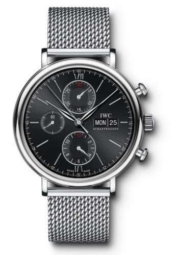 IWC Schaffhausen Portofino Chronograph Stainless Steel / Black / Milanese