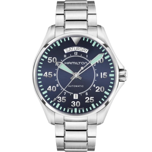 Hamilton Khaki Pilot Day Date Auto 42 Stainless Steel / Blue / Bracelet