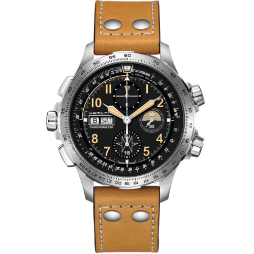 Hamilton Khaki Aviation X Wind Day Date Auto Chrono Lion Stainless Steel / Black
