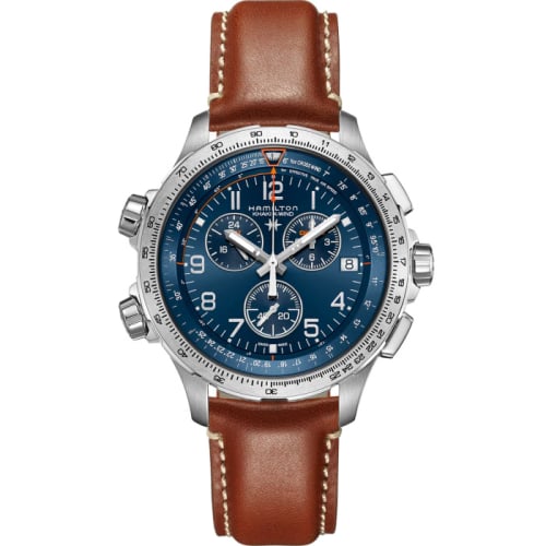 Hamilton Khaki Aviation X-Wind GMT Chrono Quartz Stainless Steel / Blue