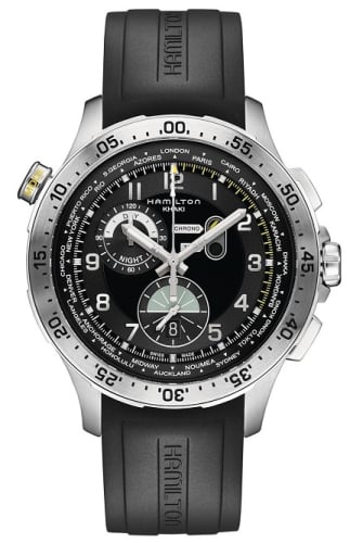 Hamilton Khaki Pilot Chrono Worldtimer Stainless Steel / Black / Rubber