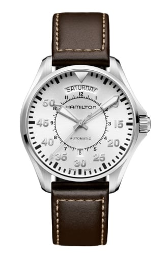 Hamilton Khaki Pilot Day Date Auto 42 Stainless Steel / Silver / Strap