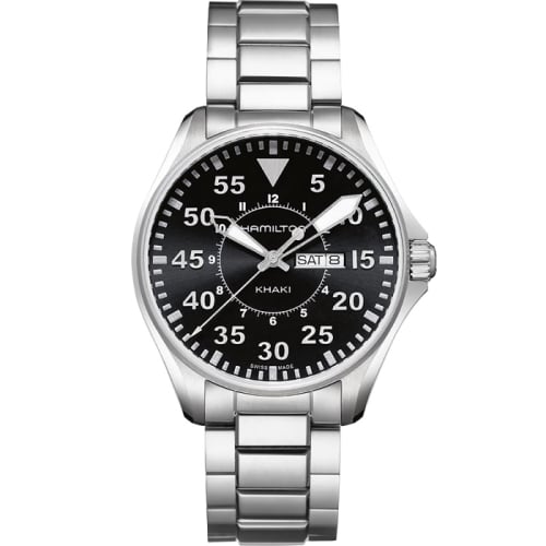 Hamilton Khaki Pilot Day Date Quartz 42 Stainl;ess Steel / Black / Bracelet