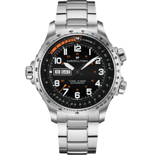 Hamilton Khaki Aviation X Wind Day Date Auto Stainless Steel / Black / Bracelet