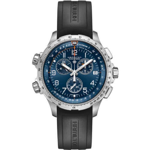 Hamilton Khaki Aviation X-Wind GMT Chrono Quartz Stainless Steel / Blue / Rubber