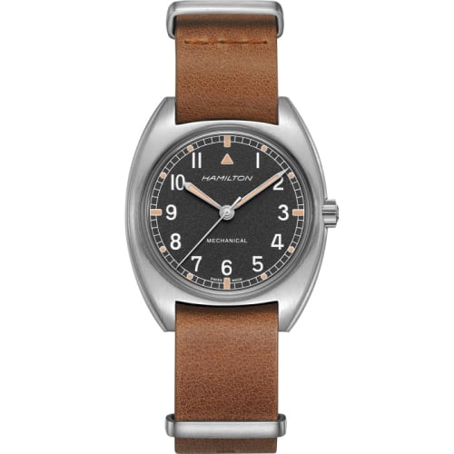 Hamilton Khaki Aviation Pilot Pioneer Mechanical Stainless Steel / Black / Leather
