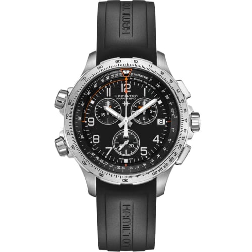 Hamilton Khaki Aviation X-Wind GMT Chrono Quartz Stainless Steel / Black / Rubber