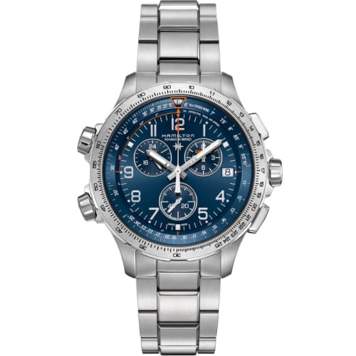 Hamilton Khaki Aviation X-Wind GMT Chrono Quartz Stainless Steel / Blue / Bracelet