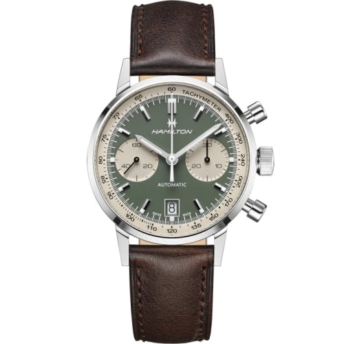 Hamilton Intra-Matic 68 Auto Chrono Stainless Steel / Green / Strap