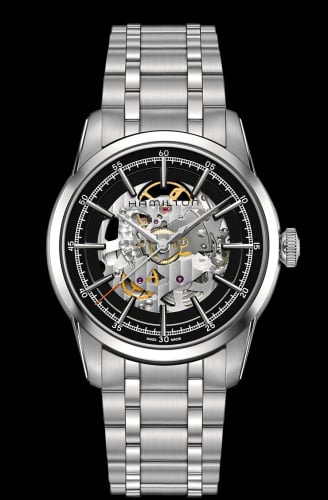 Hamilton Railroad 42 Skeleton Auto Stainless Steel / Black / Bracelet
