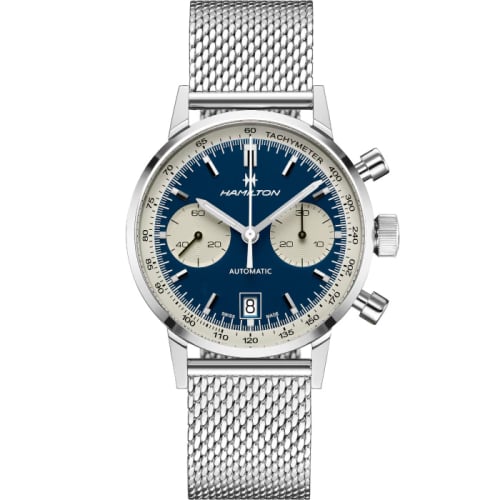 Hamilton Intra-Matic 68 Auto Chrono Stainless Steel / Blue / Mesh