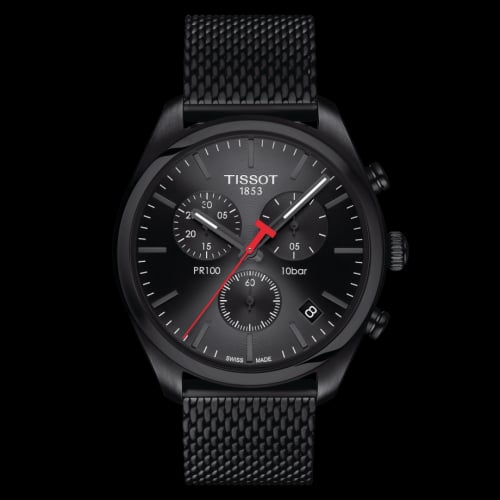 Tissot PR 100 Chronograph Quartz 41 PVD / Black / Milanese